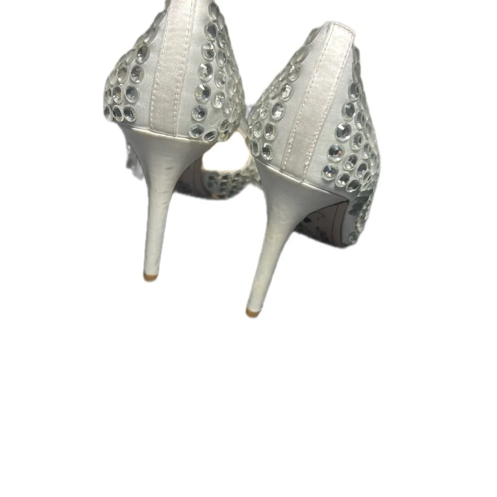 Jessica Simpson Rhinestone Heels 8.5 Silver Bridal Stiletto Glam - Picture 11 of 11